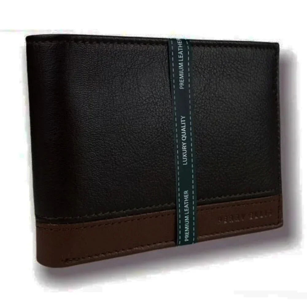NWT Premium Leather 2 PC SET Portfolio Passcase Bifold Wallet Colorblock